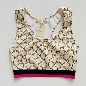 MAJE Racerback Striped Band Workout  Top Ecru